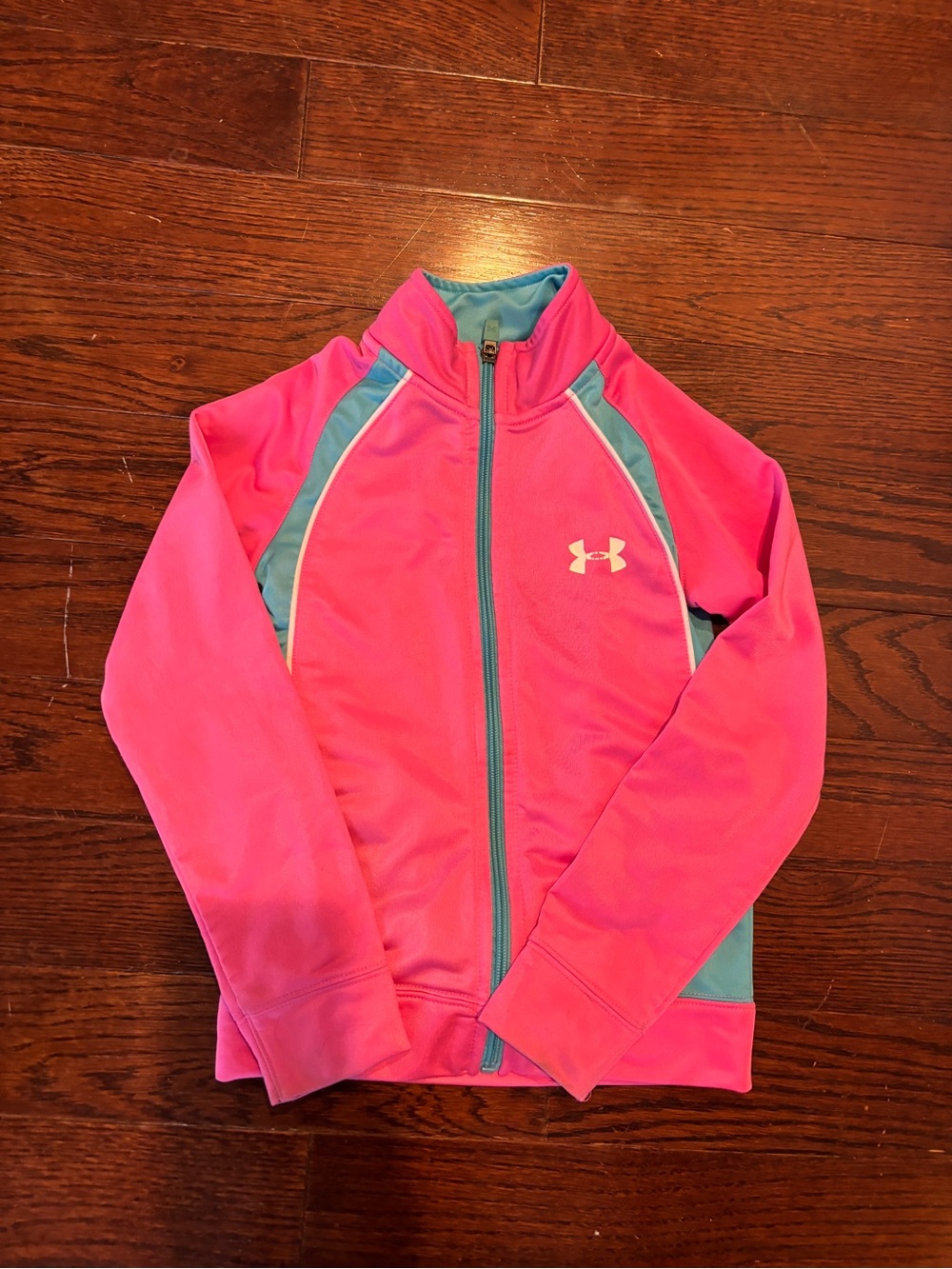 Under Armour Girls Pink & Teal Full-Zip Swim Rashguard